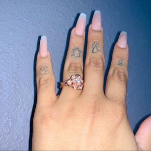 Elegant Red Plated Gold wedding diamond ring